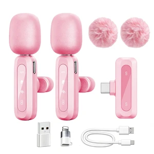 J3 Lavalier Microphone Wireless Mini Mic for iPhone Android/Tablet/PC Video Recording Clip-on Mics with DSP Noise Cancellation, Ideal for Vlog Tiktok YouTube Content Creator-Pink J3 Lavalier Microphone Wireless Mini Mic for iPhone Android/Tablet/PC Video Recording Clip-on Mics with DSP Noise Cancellation, Ideal for Vlog Tiktok YouTube Content Creator-Pink