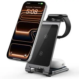 Aluminum 3 in 1 Wireless Charging Station for iPhone 17 16 15 14 13 12 11 Pro Max XR, Wireless Charger for Apple Watch 11 10 9 8 7 Ultra SE 3 2, Phone Charger for AirPods 4 Pro 2 3 (Grey) Aluminum 3 in 1 Wireless Charging Station for iPhone 17 16 15 14 13 12 11 Pro Max XR, Wireless Charger for Apple Watch 11 10 9 8 7 Ultra SE 3 2, Phone Charger for AirPods 4 Pro 2 3 (Grey)