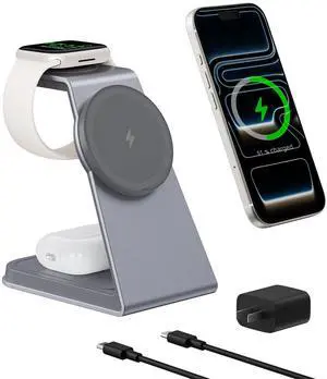 Wireless Charging Station for Apple Magsafe Charger Stand,3 in 1 Qi2 Certified 15W Fast Magnetic Wireless Charger Station for iPhone 17 Air 16 15 14 13 12 Series,Airpods Pro,Apple Watch Ultra Wireless Charging Station for Apple Magsafe Charger Stand,3 in 1 Qi2 Certified 15W Fast Magnetic Wireless Charger Station for iPhone 17 Air 16 15 14 13 12 Series,Airpods Pro,Apple Watch Ultra