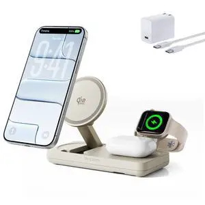 3 in 1 Qi2 Wireless Charging Station, 25W Magnetic Charger with MFi-Certified Apple Watch Module for iPhone 17/16/15/14/13/12, AirPods, Pixel 10 Pro XL, 45W Adapter 3 in 1 Qi2 Wireless Charging Station, 25W Magnetic Charger with MFi-Certified Apple Watch Module for iPhone 17/16/15/14/13/12, AirPods, Pixel 10 Pro XL, 45W Adapter
