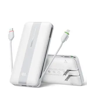 Fast Charging Power Bank, USB C Portable Charger Built-in Cables and Wall Plug, 10500mAh 22.5W 4 Outputs 3 Inputs LED Display External Battery Pack Compatible with iPhone/Android (White) Fast Charging Power Bank, USB C Portable Charger Built-in Cables and Wall Plug, 10500mAh 22.5W 4 Outputs 3 Inputs LED Display External Battery Pack Compatible with iPhone/Android (White)