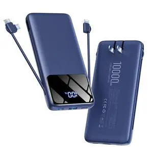 Portable Charger 10000mAh Power Bank with Built-in Cables and Wall Plug, Slim Fast Charging USB-C Battery Pack, Travel Essential Portable Phone Charger Compatible with iPhone, Samsung(Navy) Portable Charger 10000mAh Power Bank with Built-in Cables and Wall Plug, Slim Fast Charging USB-C Battery Pack, Travel Essential Portable Phone Charger Compatible with iPhone, Samsung(Navy)