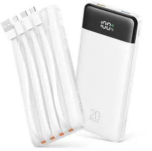 20000mAh Power Bank Fast Charging, Portable Charger with 4 Built-in Cables & 6 Outputs, 20W PD USB C Battery Pack Compatible with iPhone 16/15, Galaxy, Android, iPad & More (Travel Essential) 20000mAh Power Bank Fast Charging, Portable Charger with 4 Built-in Cables & 6 Outputs, 20W PD USB C Battery Pack Compatible with iPhone 16/15, Galaxy, Android, iPad & More (Travel Essential)