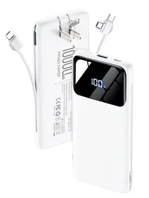 Portable Charger 10000mAh Power Bank with Built-in Cables and Wall Plug, Slim Fast Charging USB-C Battery Pack, Travel Essential Portable Phone Charger Compatible with iPhone, Samsung(Cream) Portable Charger 10000mAh Power Bank with Built-in Cables and Wall Plug, Slim Fast Charging USB-C Battery Pack, Travel Essential Portable Phone Charger Compatible with iPhone, Samsung(Cream)