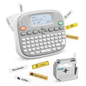 Label Maker Machine with Tape, Label Maker Waterproof with QWERTY Keyboard, TM95 12mm Portable Labeler for Home Organization, Office or School Supplier (Label Maker with 1 Tape, White) Label Maker Machine with Tape, Label Maker Waterproof with QWERTY Keyboard, TM95 12mm Portable Labeler for Home Organization, Office or School Supplier (Label Maker with 1 Tape, White)