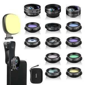 Phone Camera Lens Kit, 14 in 1 Lenses with Selfie Light for iPhone 14 13 12 11 Xs X Pro Samsung and Other Andriod Smartphone, Universal Clip on Wide Angle+Macro+ Fisheye Camera Lenses Phone Camera Lens Kit, 14 in 1 Lenses with Selfie Light for iPhone 14 13 12 11 Xs X Pro Samsung and Other Andriod Smartphone, Universal Clip on Wide Angle+Macro+ Fisheye Camera Lenses