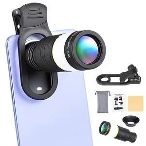 38X Phone Camera Lens for iOS and Android Cellphones, Telephoto Zoom Mobile Phone Lens with All-Purpose Phone Holder for Picture & Video Taking 38X Phone Camera Lens for iOS and Android Cellphones, Telephoto Zoom Mobile Phone Lens with All-Purpose Phone Holder for Picture & Video Taking