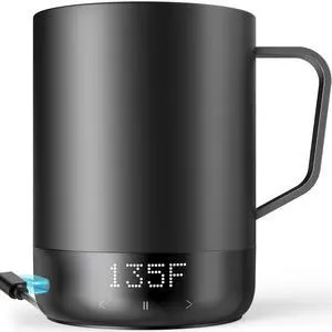 14oz Smart Heated Mug, Rechargeable Self-Heating Coffee Mug with 10 Temp Settings, Keeps Coffee Hot for Hours, No App Required, LED Display & Memory Function for Home Office, Coffee Tea Lover (Black) 14oz Smart Heated Mug, Rechargeable Self-Heating Coffee Mug with 10 Temp Settings, Keeps Coffee Hot for Hours, No App Required, LED Display & Memory Function for Home Office, Coffee Tea Lover (Black)