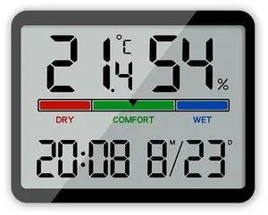 Digital Hygrometer Indoor Thermometer, Clock with Temp & Humidity, Temp Gauge with Comfort Indicator, Wall/Magnetic/Desk Alarm Clock for Bedroom, Baby Room, Office, Kitchen, Garage (Black) Digital Hygrometer Indoor Thermometer, Clock with Temp & Humidity, Temp Gauge with Comfort Indicator, Wall/Magnetic/Desk Alarm Clock for Bedroom, Baby Room, Office, Kitchen, Garage (Black)