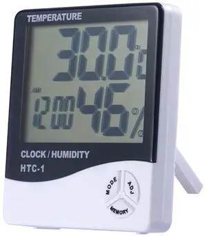 Temperature Humidity Meter,LCD Electronic Digital Outdoor/Indoor Thermometer Hygrometer with Clock Time Humidity Monitor for Home,Bedroom,Pet,Reptile,Plant,Greenhouse,Basement,Guitar (HTC-1) Temperature Humidity Meter,LCD Electronic Digital Outdoor/Indoor Thermometer Hygrometer with Clock Time Humidity Monitor for Home,Bedroom,Pet,Reptile,Plant,Greenhouse,Basement,Guitar (HTC-1)