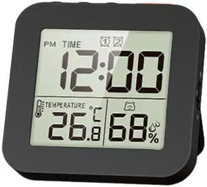 Digital Bathroom Clock Shower Timer with Alarm, Mini Clocks for Bathroom, Kitchen Timer Clocks, Thermometer Hygrometer Wall Clock, Black Digital Bathroom Clock Shower Timer with Alarm, Mini Clocks for Bathroom, Kitchen Timer Clocks, Thermometer Hygrometer Wall Clock, Black