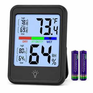 Indoor Thermometer Hygrometer, Temperature Humidity Monitor with Max/Min Records, 10-Second Backlight, Wall/Tabletop for Home, Office & Greenhouse Indoor Thermometer Hygrometer, Temperature Humidity Monitor with Max/Min Records, 10-Second Backlight, Wall/Tabletop for Home, Office & Greenhouse