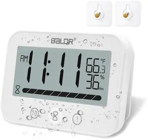 Waterproof Wall Hanging Timer Bathroom Clock, Large Digital Shower Mirror Suction Clock Thermometer Hygrometer, Visual Kitchen Cooking Countdown Timer, Bath Temperature Humidity Meter (White) Waterproof Wall Hanging Timer Bathroom Clock, Large Digital Shower Mirror Suction Clock Thermometer Hygrometer, Visual Kitchen Cooking Countdown Timer, Bath Temperature Humidity Meter (White)