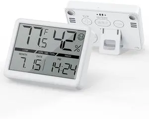 Small Digital Clock, New Upgrade Battery Powered Magnetic Clock Humidity Meter Thermometer High Accuracy Temp(/) Date 12/24H Display LCD Large Number Indoor Outdoor Travel White Small Digital Clock, New Upgrade Battery Powered Magnetic Clock Humidity Meter Thermometer High Accuracy Temp(/) Date 12/24H Display LCD Large Number Indoor Outdoor Travel White