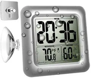 Large Waterproof Bathroom Shower Wall Clock, Big Digital Water Resistant Shatterproof Clock Thermometer Hygrometer for Bath, Temperature & Humidity Meter, Hanging & Table Standing & Mirror Suction Cup Large Waterproof Bathroom Shower Wall Clock, Big Digital Water Resistant Shatterproof Clock Thermometer Hygrometer for Bath, Temperature & Humidity Meter, Hanging & Table Standing & Mirror Suction Cup