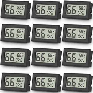 12-Pack Mini Digital Thermometer Hygrometer, Indoor Humidity Monitor, Temperature Humidity Gauge Meter with Fahrenheit () for Bedroom, Greenhouse, Garden, Cellar, Closet, Fridge 12-Pack Mini Digital Thermometer Hygrometer, Indoor Humidity Monitor, Temperature Humidity Gauge Meter with Fahrenheit () for Bedroom, Greenhouse, Garden, Cellar, Closet, Fridge
