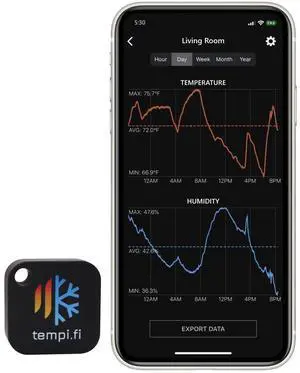 Wireless Temperature and Humidity Sensor - Developed in The USA - 24/7 Data Logger with Alarm Bluetooth Smart Thermometer and Hygrometer - Bluetooth Only - Not WiFi Wireless Temperature and Humidity Sensor - Developed in The USA - 24/7 Data Logger with Alarm Bluetooth Smart Thermometer and Hygrometer - Bluetooth Only - Not WiFi