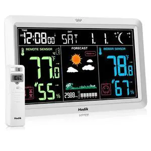 Weather Station with Atomic Clock Indoor Outdoor Thermometer Wireless, Humidity and Temperature Monitor Barometer Hygrometer with High Precision Sensor White Weather Station with Atomic Clock Indoor Outdoor Thermometer Wireless, Humidity and Temperature Monitor Barometer Hygrometer with High Precision Sensor White