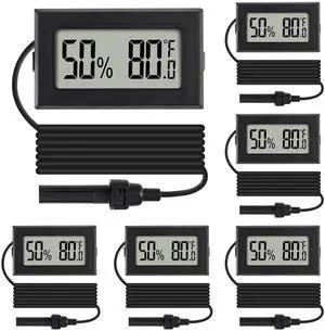 6Pcs Mini Digital Thermometer Hygrometer Gauge Indoor with Probe Sensor LCD Display Meter Temperature Humidity Fahrenheit Meter for Incubator Reptile Plant Tank Garden 6Pcs Mini Digital Thermometer Hygrometer Gauge Indoor with Probe Sensor LCD Display Meter Temperature Humidity Fahrenheit Meter for Incubator Reptile Plant Tank Garden