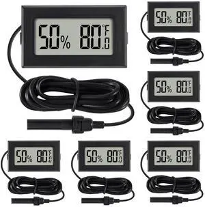 6Pcs Mini Digital Thermometer Hygrometer Gauge with Probe Sensor LCD Display Meter Indoor Temperature Humidity Fahrenheit Meter for Incubator Reptile Plant Tank Garden 6Pcs Mini Digital Thermometer Hygrometer Gauge with Probe Sensor LCD Display Meter Indoor Temperature Humidity Fahrenheit Meter for Incubator Reptile Plant Tank Garden