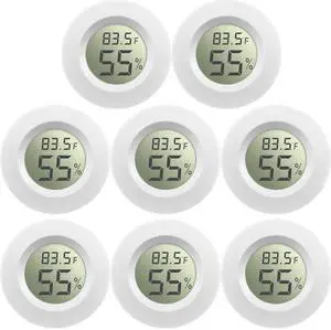8 Pcs Mini Hygrometer Thermometer Digital LCD Monitor Indoor/Outdoor Room Humidity Meter Temperature Gauge for Greenhouse Garden Reptile Incubator Cellar / (White) 8 Pcs Mini Hygrometer Thermometer Digital LCD Monitor Indoor/Outdoor Room Humidity Meter Temperature Gauge for Greenhouse Garden Reptile Incubator Cellar / (White)