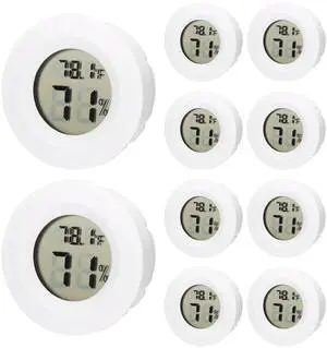 10 Pack Mini Hygrometer Thermometer - Digital Hygrometer Gauge LCD Monitor Temperature Humidity Meter Indoor Room Round Humidity Temperature Gauge for Greenhouse Home Kitchen (White) 10 Pack Mini Hygrometer Thermometer - Digital Hygrometer Gauge LCD Monitor Temperature Humidity Meter Indoor Room Round Humidity Temperature Gauge for Greenhouse Home Kitchen (White)