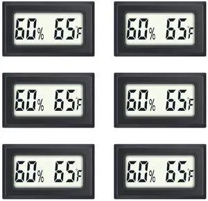 6 Pack Mini Indoor Temperature Humidity Meter Gauge Thermometer Hygrometer LCD Display Fahrenheit () for Humidors Greenhouse Garden Cellar Jars Closet 6 Pack Mini Indoor Temperature Humidity Meter Gauge Thermometer Hygrometer LCD Display Fahrenheit () for Humidors Greenhouse Garden Cellar Jars Closet
