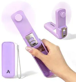 Handheld Fan with LED Display & Night Light, USB Rechargeable Portable Ultra-thin foldable design, 20H battery, LED display & night light. Perfect for travel, office, camping (Purple) Handheld Fan with LED Display & Night Light, USB Rechargeable Portable Ultra-thin foldable design, 20H battery, LED display & night light. Perfect for travel, office, camping (Purple)