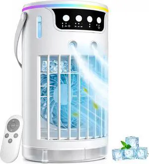 Portable Air Conditioners, Fan That Blow Cold Air Like AC, Mini Evaporative Air Cooler 1200ML with Ice Cooling Mist, Personal Swamp Cooler Quiet for Bedroom, Home Office Desk and Dorm Portable Air Conditioners, Fan That Blow Cold Air Like AC, Mini Evaporative Air Cooler 1200ML with Ice Cooling Mist, Personal Swamp Cooler Quiet for Bedroom, Home Office Desk and Dorm