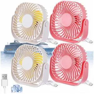 4 Pack Small USB Fan for Desk, 6.4 Inch Mini Pink and White Fans for Dorm Room Office, 2 Speed 360° Rotate Portable Fans for Travel Tent Home Indoor Outdoor Summer Gift (No Battery) 4 Pack Small USB Fan for Desk, 6.4 Inch Mini Pink and White Fans for Dorm Room Office, 2 Speed 360° Rotate Portable Fans for Travel Tent Home Indoor Outdoor Summer Gift (No Battery)