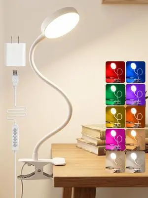 Clip on Lamp,10 RGB Colors+10 Brightness Clamp Light, 500 Lumen Bright Desk Lamp with Clamp, 72 LED Desk Light with USB Adapter, Clip on Reading Light for Bed/Headboard/Bedside Table/Bedroom/Dorm Clip on Lamp,10 RGB Colors+10 Brightness Clamp Light, 500 Lumen Bright Desk Lamp with Clamp, 72 LED Desk Light with USB Adapter, Clip on Reading Light for Bed/Headboard/Bedside Table/Bedroom/Dorm