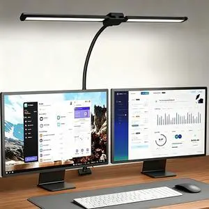 LED Desk Lamp for Home Office, Eye-Care Architect Light with Clamp, Double Head Computer Monitor Table Light with 3 Color Modes 10 Brightness, Adjustable for Reading, Study, Drafting, Workbench, Black LED Desk Lamp for Home Office, Eye-Care Architect Light with Clamp, Double Head Computer Monitor Table Light with 3 Color Modes 10 Brightness, Adjustable for Reading, Study, Drafting, Workbench, Black
