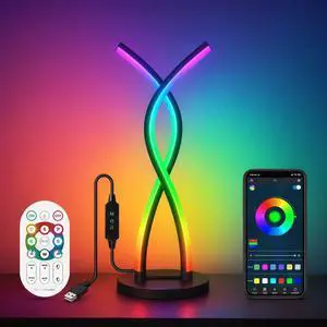 Modern Spiral LED Desk Lamp, Smart RGB Table Lamp with Music Sync & APP Control, DIY Color Changing Night Light, 5V USB Unique Design for Bedroom Living Room Modern Spiral LED Desk Lamp, Smart RGB Table Lamp with Music Sync & APP Control, DIY Color Changing Night Light, 5V USB Unique Design for Bedroom Living Room