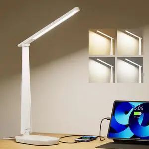 LED Desk Lamp for Home Office, Eye-Caring Dimmable Reading Light with 4 Color Modes, Touch Control, USB-A & USB-C Charging Ports, Adjustable Head, Timer for Bedroom & Small Desks LED Desk Lamp for Home Office, Eye-Caring Dimmable Reading Light with 4 Color Modes, Touch Control, USB-A & USB-C Charging Ports, Adjustable Head, Timer for Bedroom & Small Desks