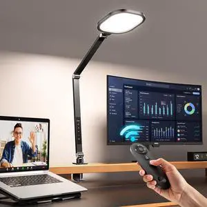 Remote LED Desk Lamp with Clamp Professional Home Office Lighting for Zoom Meeting/Video Call/Reading, 2000LM Eye-Caring Dimmable Light with 30 Light Modes, Memory, Timer, CRI 97.8 Remote LED Desk Lamp with Clamp Professional Home Office Lighting for Zoom Meeting/Video Call/Reading, 2000LM Eye-Caring Dimmable Light with 30 Light Modes, Memory, Timer, CRI 97.8