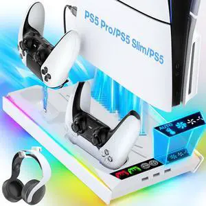 PA5/Slim/Pro Cooling Station with Auto Turbofan & 3-Level Speed, PA5 Vertical Stand Cooling Fan Station with Controller Charger, Accessories Base Cooler Docking Station, White PA5/Slim/Pro Cooling Station with Auto Turbofan & 3-Level Speed, PA5 Vertical Stand Cooling Fan Station with Controller Charger, Accessories Base Cooler Docking Station, White