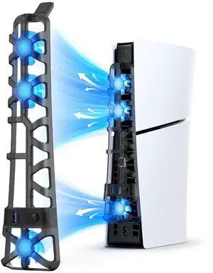 NexiGo PS5 Slim Silent Enhanced Cooling Fan with Adjustable Speed, Auto Power On/Off, with USB 3.0 Port, Efficient Cooling System for Both PS5 Slim Disc and Digital Editions NexiGo PS5 Slim Silent Enhanced Cooling Fan with Adjustable Speed, Auto Power On/Off, with USB 3.0 Port, Efficient Cooling System for Both PS5 Slim Disc and Digital Editions