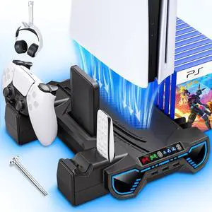 Cooling Station with Controller Charging Station for PS5/Slim/Pro Console Cooling Station with Controller Charging Station for PS5/Slim/Pro Console