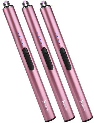 Electric Arc Windproof Flameless USB Rechargeable Lighter with Safety Lock for Candle (Pink, 3 Packs) Electric Arc Windproof Flameless USB Rechargeable Lighter with Safety Lock for Candle (Pink, 3 Packs)