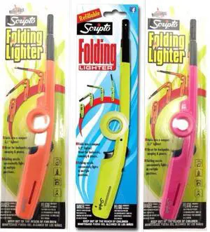 3 Pack Combo - 3 Random color "Refillable" Folding Lighter Safe for Camping/grilling/home, Adjustable Flame 3 Pack Combo - 3 Random color "Refillable" Folding Lighter Safe for Camping/grilling/home, Adjustable Flame
