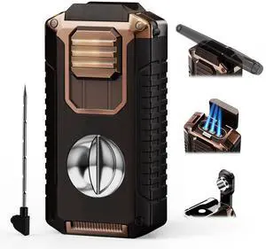 5-in-1 Torch Lighter with Tool, Punch, Holder and Draw Enhancer Tool, Triple Windproof Jet Flame, Refillable Lighters with Accessories, Cool Lighter Gifts for Men, Butane Lighter for Candle, Travel 5-in-1 Torch Lighter with Tool, Punch, Holder and Draw Enhancer Tool, Triple Windproof Jet Flame, Refillable Lighters with Accessories, Cool Lighter Gifts for Men, Butane Lighter for Candle, Travel