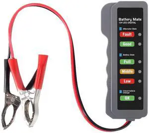 12V Car Battery Tester and Alternator Tester Automotive Battery Analyzer, Charging System Checker with LED Indicator for Cars, Trucks 12V Car Battery Tester and Alternator Tester Automotive Battery Analyzer, Charging System Checker with LED Indicator for Cars, Trucks