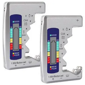 2Pcs Universal Battery Tester Digital LCD Display Multi-Purpose Battery Checker Capacity Analyzer for AA AAA C D 9V 1.5V Button Cell Batteries Cranking System Tester 2Pcs Universal Battery Tester Digital LCD Display Multi-Purpose Battery Checker Capacity Analyzer for AA AAA C D 9V 1.5V Button Cell Batteries Cranking System Tester