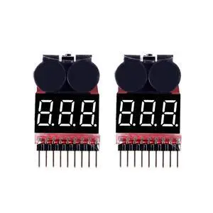 Lipo Battery Voltage Checker and Alarm, 2 Pack - LED Detector for 1S-8S Lithium Batteries 1655 Lipo Battery Voltage Checker and Alarm, 2 Pack - LED Detector for 1S-8S Lithium Batteries 1655