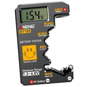BT189 Battery Tester for AAA,AA,C,D,9V,F,6F22,1.5V/3V Button Batteries,LCD Display Household Battery Detector,Detects Battery Power By Voltage,Universal Battery Checker BT189 Battery Tester for AAA,AA,C,D,9V,F,6F22,1.5V/3V Button Batteries,LCD Display Household Battery Detector,Detects Battery Power By Voltage,Universal Battery Checker