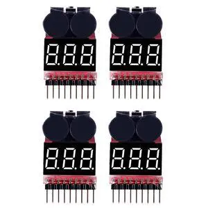 Lipo Battery Checker,4Pack RC Lipo Battery Voltage Detector with Low Voltage Buzzer Alarm and LED Indicator,for 1S-8S Iithium Battery 1655 Lipo Battery Checker,4Pack RC Lipo Battery Voltage Detector with Low Voltage Buzzer Alarm and LED Indicator,for 1S-8S Iithium Battery 1655