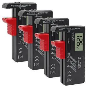 4PACK Digital Battery Tester Volt Checker for AA AAA C D 9V 1.5V Button Cell BT-168D LCD Display 4PACK Digital Battery Tester Volt Checker for AA AAA C D 9V 1.5V Button Cell BT-168D LCD Display