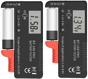 Battery Tester Checker Digital LCD Universal Battery Tester Monitor for AA AAA 9V 1.5V 1.2~4.8V Batteries,Household Battery Life Level Testers Power Meter (168PRO*2) Battery Tester Checker Digital LCD Universal Battery Tester Monitor for AA AAA 9V 1.5V 1.2~4.8V Batteries,Household Battery Life Level Testers Power Meter (168PRO*2)