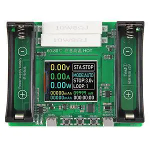 2 Channel 18650 Battery Capacity Tester, Automatic Charge Discharge Module with Internal Resistance Test for Flat Top Batteries, Type-C Powered Lithium Battery Analyzer 2 Channel 18650 Battery Capacity Tester, Automatic Charge Discharge Module with Internal Resistance Test for Flat Top Batteries, Type-C Powered Lithium Battery Analyzer