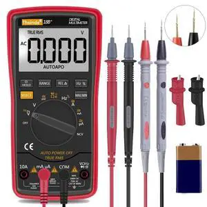Auto Ranging Digital Multimeter TRMS 6000 with Battery Alligator Clips Test Leads AC/DC Voltage/Account,Voltage Alert, Amp/Ohm/Volt Multi Tester/Diode (Red) Auto Ranging Digital Multimeter TRMS 6000 with Battery Alligator Clips Test Leads AC/DC Voltage/Account,Voltage Alert, Amp/Ohm/Volt Multi Tester/Diode (Red)